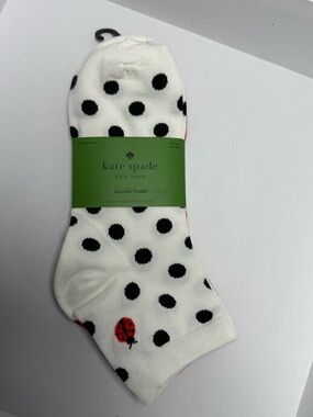 Kate Spade Quarter Socks 3 Pair Set Polka Dot Ladybug NWT